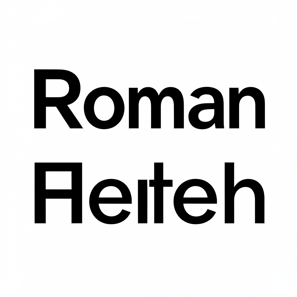 Сравнение двух шрифтовых образцов: с засечками Times New Roman и без засечек Helvetica на белом фоне